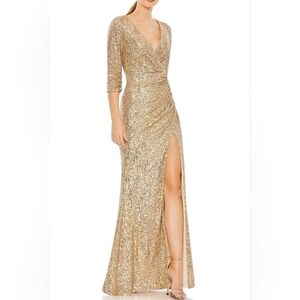 Mac Duggal Ieena Ruched Sequin Trumpet Gown 6 NWT 42015